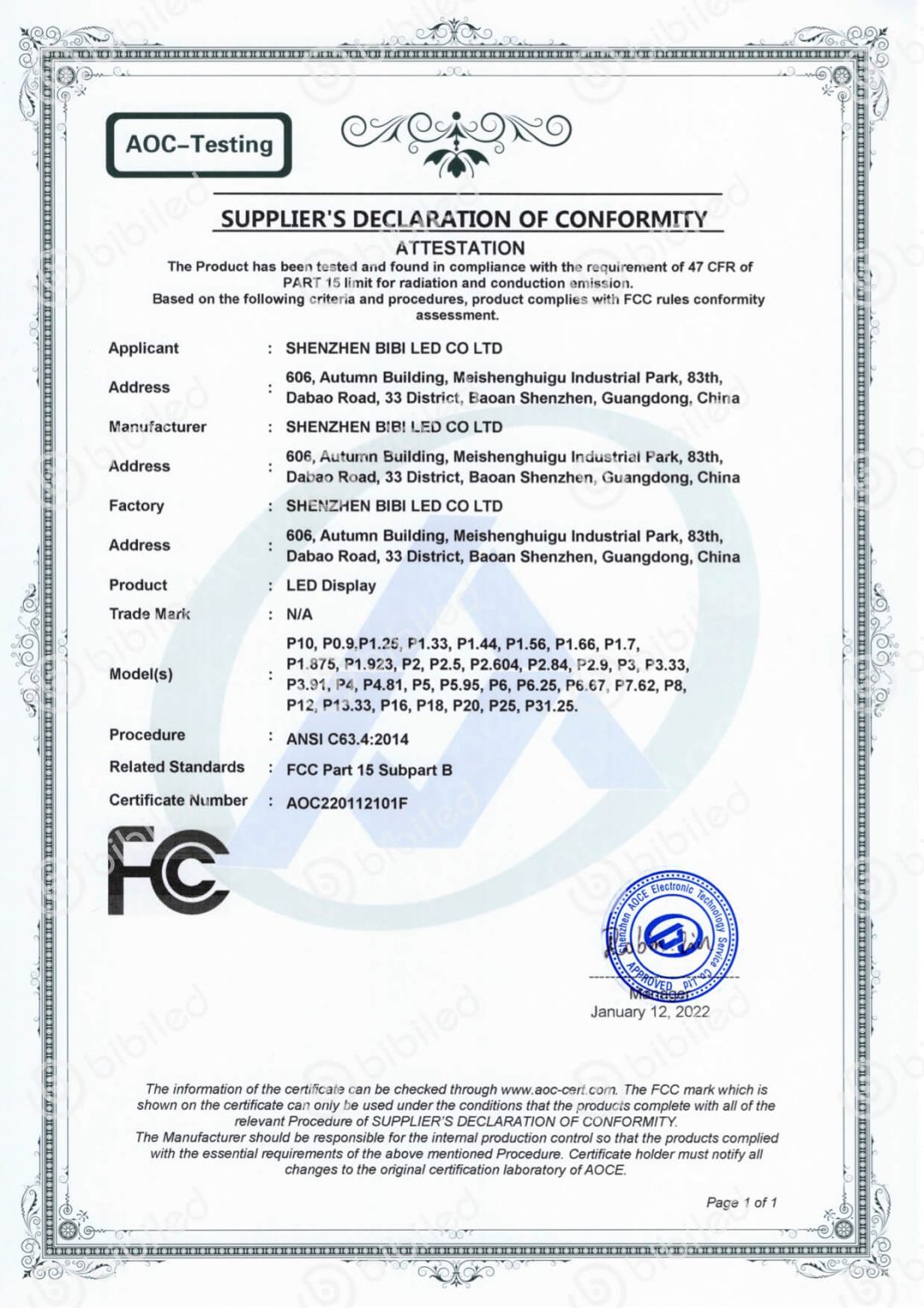 Led Certification Display Signage LED Display Certification