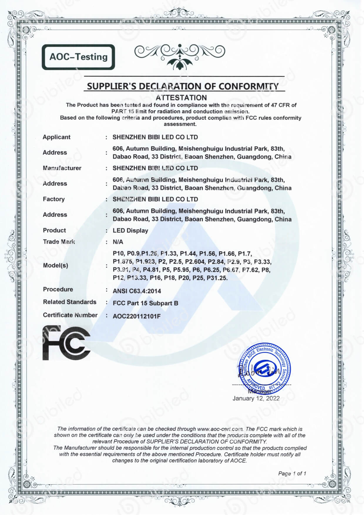 FCC-LED screen